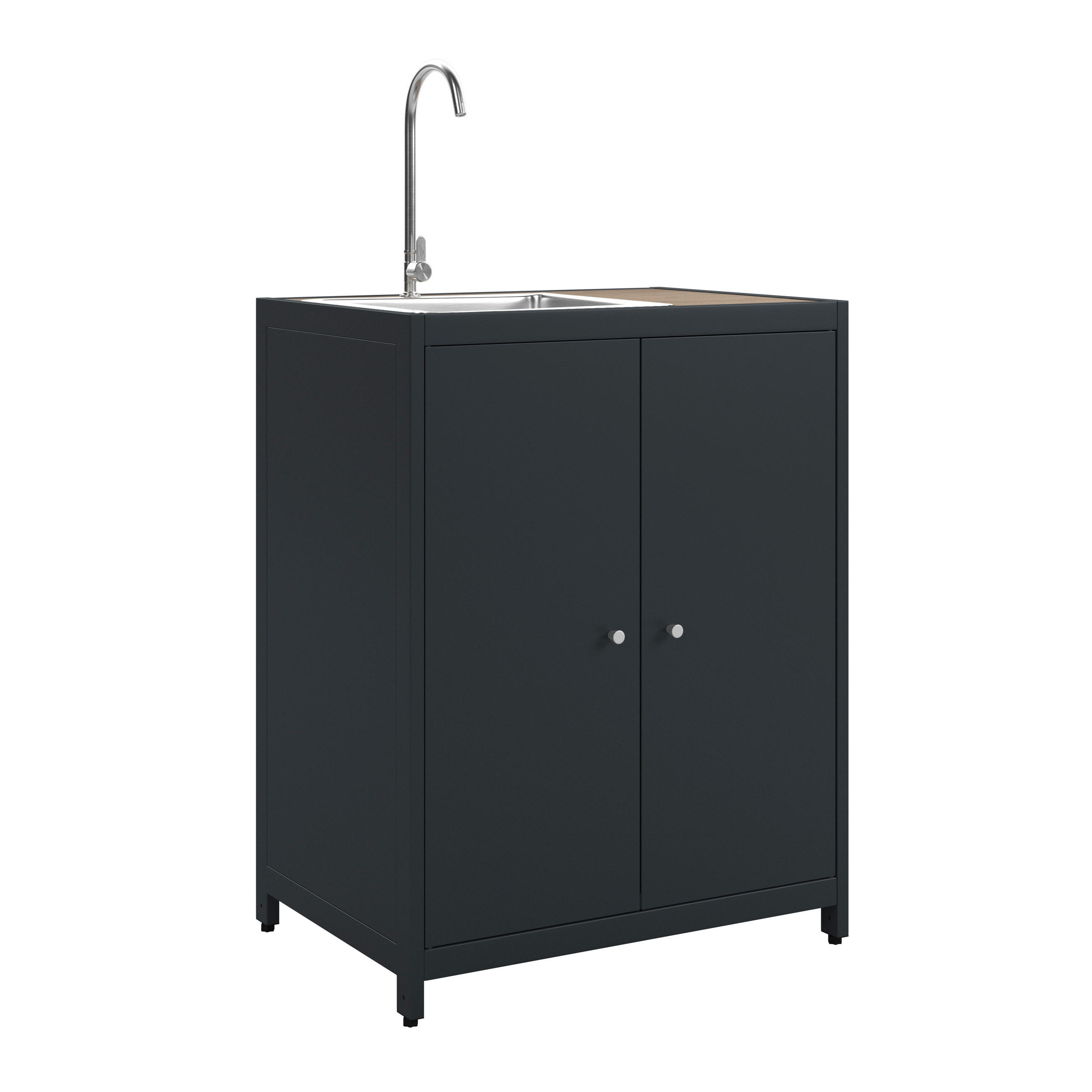 OUTDOORKÜCHE - Anthrazit/Teakfarben, LIFESTYLE, Kunststoff/Metall (70/91/50cm) - Ambia Garden