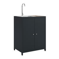 OUTDOORKÜCHE - Anthrazit/Teakfarben, LIFESTYLE, Kunststoff/Metall (70/91/50cm) - Ambia Garden