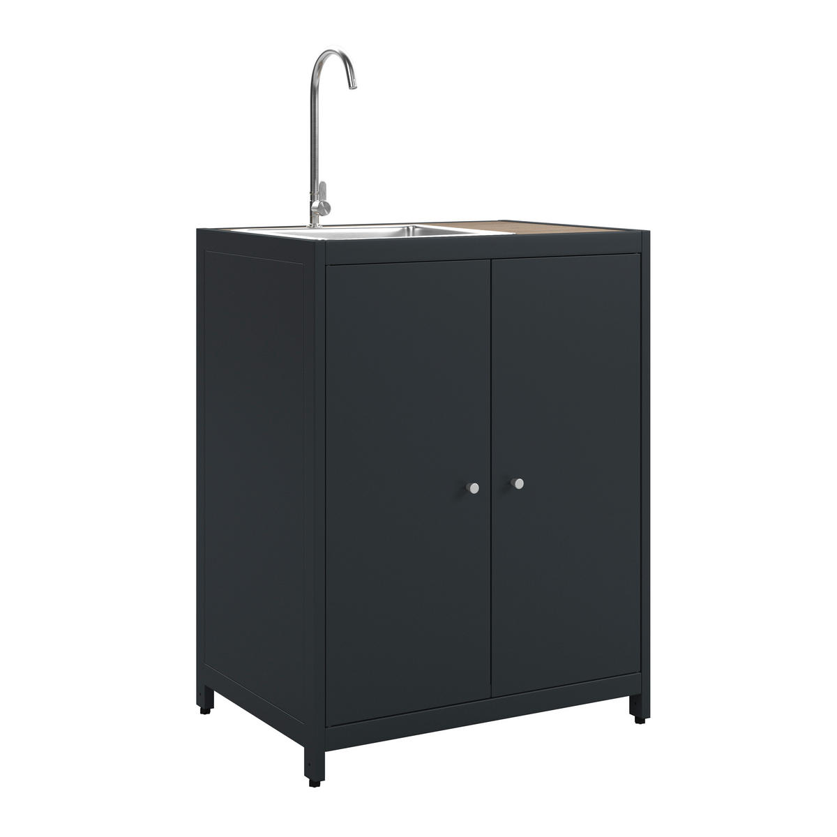 OUTDOORKÜCHE - Anthrazit/Teakfarben, LIFESTYLE, Kunststoff/Metall (70/91/50cm) - Ambia Garden