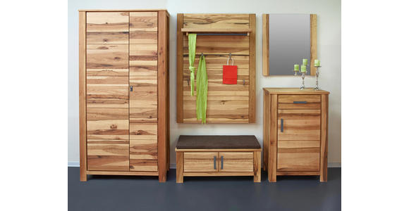 GARDEROBENBANK Webstoff Wildeiche massiv Braun, Eichefarben - Eichefarben/Braun, KONVENTIONELL, Holz/Textil (100/40/40cm) - Linea Natura