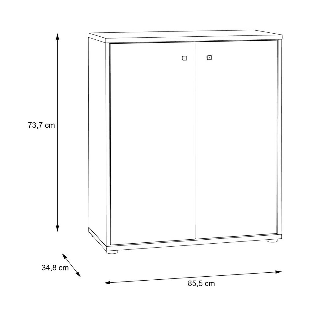 Thumbnail - Kommode, Eiche Artisan, Holzwerkstoff, 2 Fächer, 73.7x85.5x34.8 cm, Typenauswahl, Beimöbel erhältlich, stehend, Garderob...