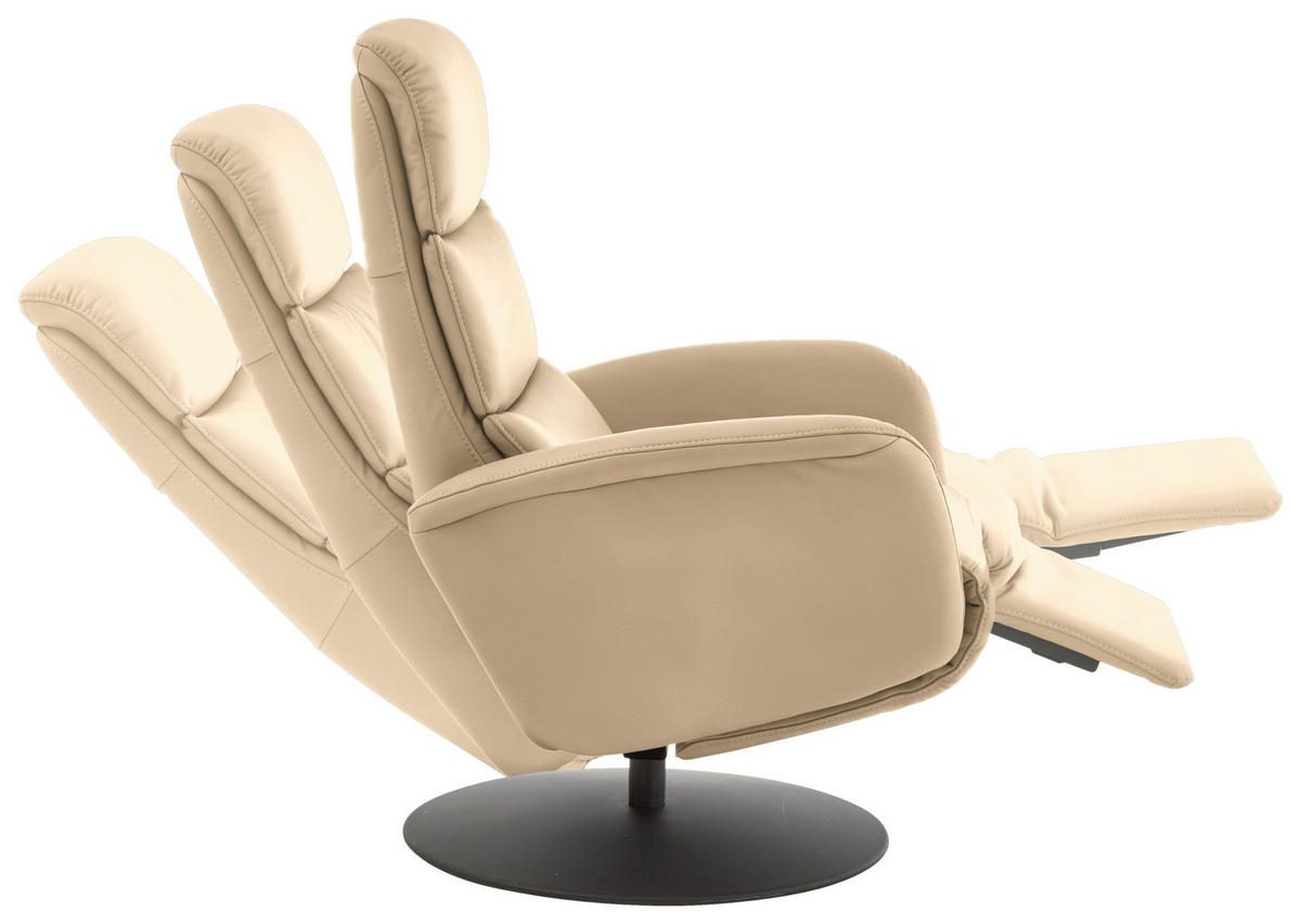 RELAXSESSEL in Leder Beige  - Beige/Schwarz, Design, Leder/Metall (76/108/86cm) - Dieter Knoll