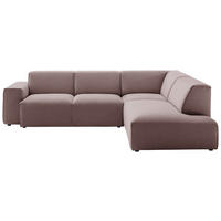 ECKSOFA in Cord Altrosa  - Schwarz/Altrosa, Design, Kunststoff/Textil (270/210cm) - Pure Home Lifestyle