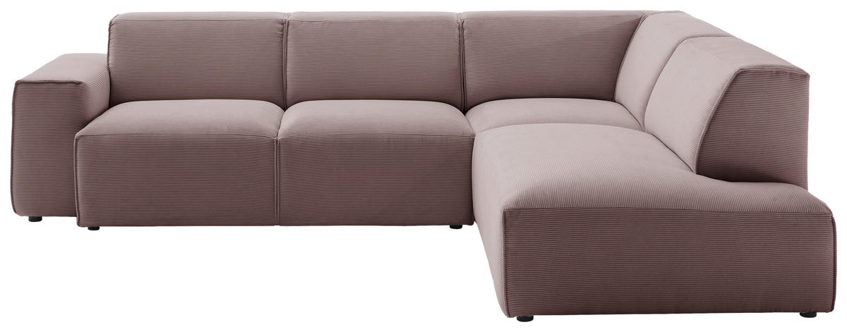 ECKSOFA in Cord Altrosa  - Schwarz/Altrosa, Design, Kunststoff/Textil (270/210cm) - Pure Home Lifestyle
