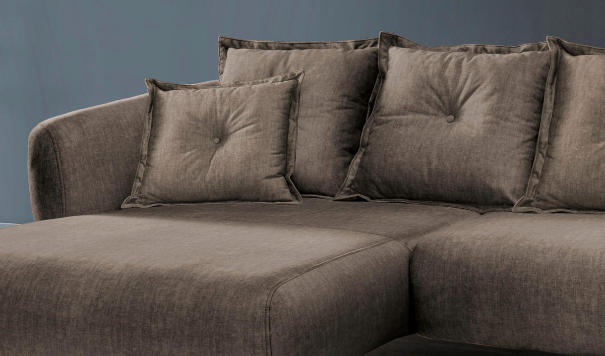 ECKSOFA in Velours Braun  - Schwarz/Braun, Modern, Holz/Textil (277/94/162cm) - Livetastic
