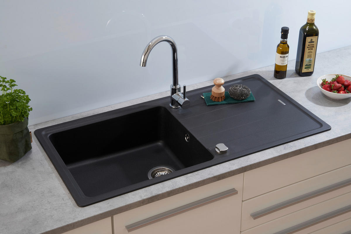 SPÜLE 1725COLUMBIA100X50S  - Schwarz, Trend, Stein (100/18,5/50cm) - Respekta