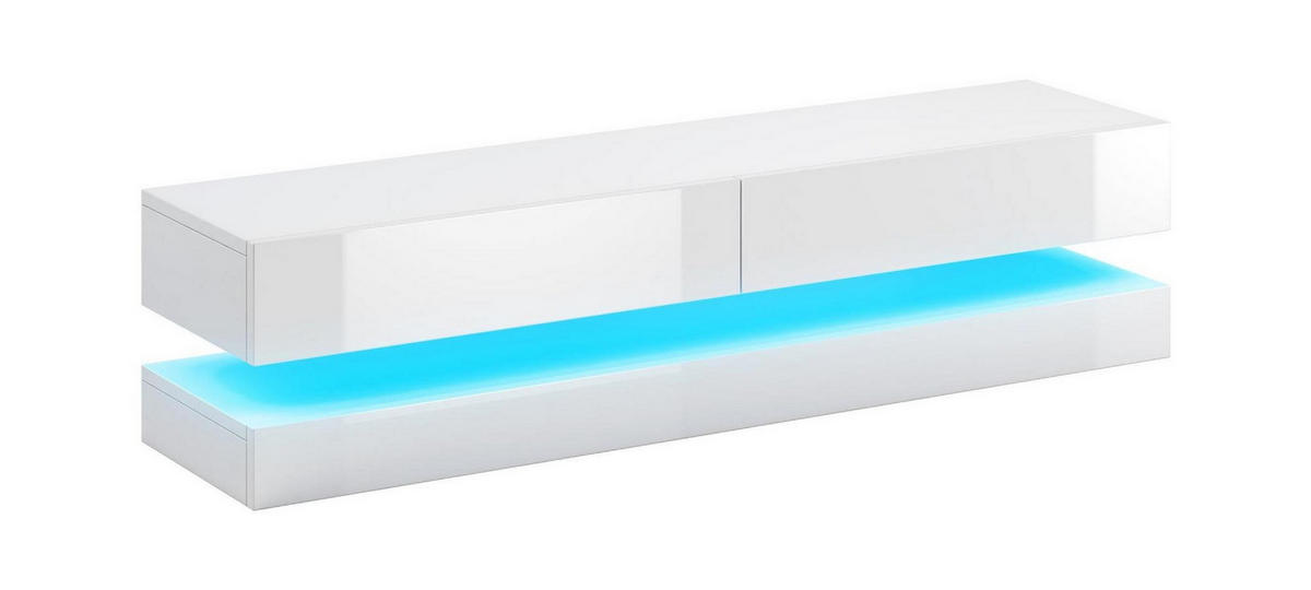 LOWBOARD  140/25/34 cm 2 Schublade(n) hängend, Beleuchtung  - Weiß, Design, Holzwerkstoff (140/25/34cm) - MID.YOU