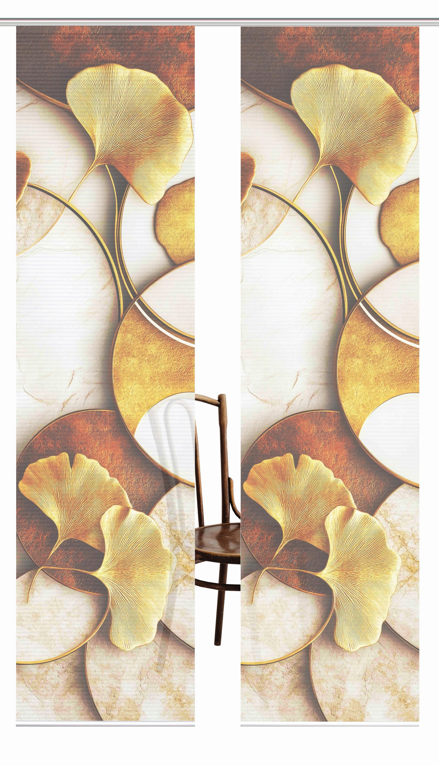 FLÄCHENVORHANG  2 Stück  blickdicht  60/245 cm   - Cognac/Goldfarben, Natur, Textil (60/245cm)