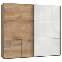GARDEROB MED SKJUTDÖRRAR 250/216/65 cm 2-dörrar - vit/kromfärg, Modern, trämaterial (250/216/65cm) - MID.YOU