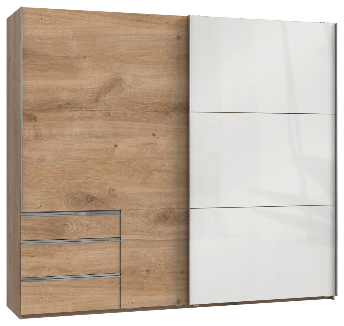 GARDEROB MED SKJUTDÖRRAR 250/216/65 cm 2-dörrar - vit/kromfärg, Modern, trämaterial (250/216/65cm) - MID.YOU