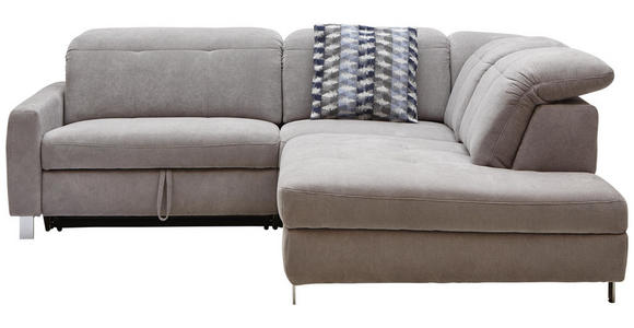WOHNLANDSCHAFT in Textil Hellgrau - Chromfarben/Hellgrau, Design, Textil/Metall (251/221cm) - Dieter Knoll