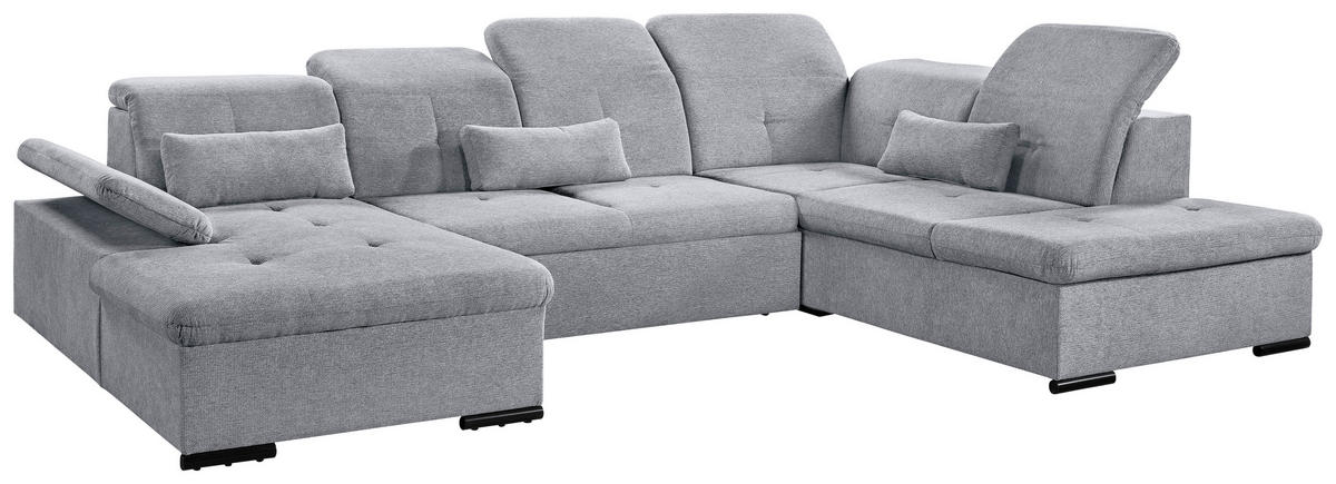 WOHNLANDSCHAFT Grau Chenille  - Grau, KONVENTIONELL, Kunststoff/Textil (240/340/188cm) - Carryhome