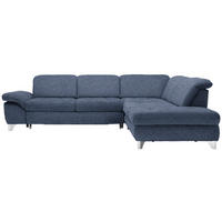 ECKSOFA in Webstoff Blau  319/260 cm  - Chromfarben/Blau, Design, Textil/Metall (319/260cm) - Beldomo Style