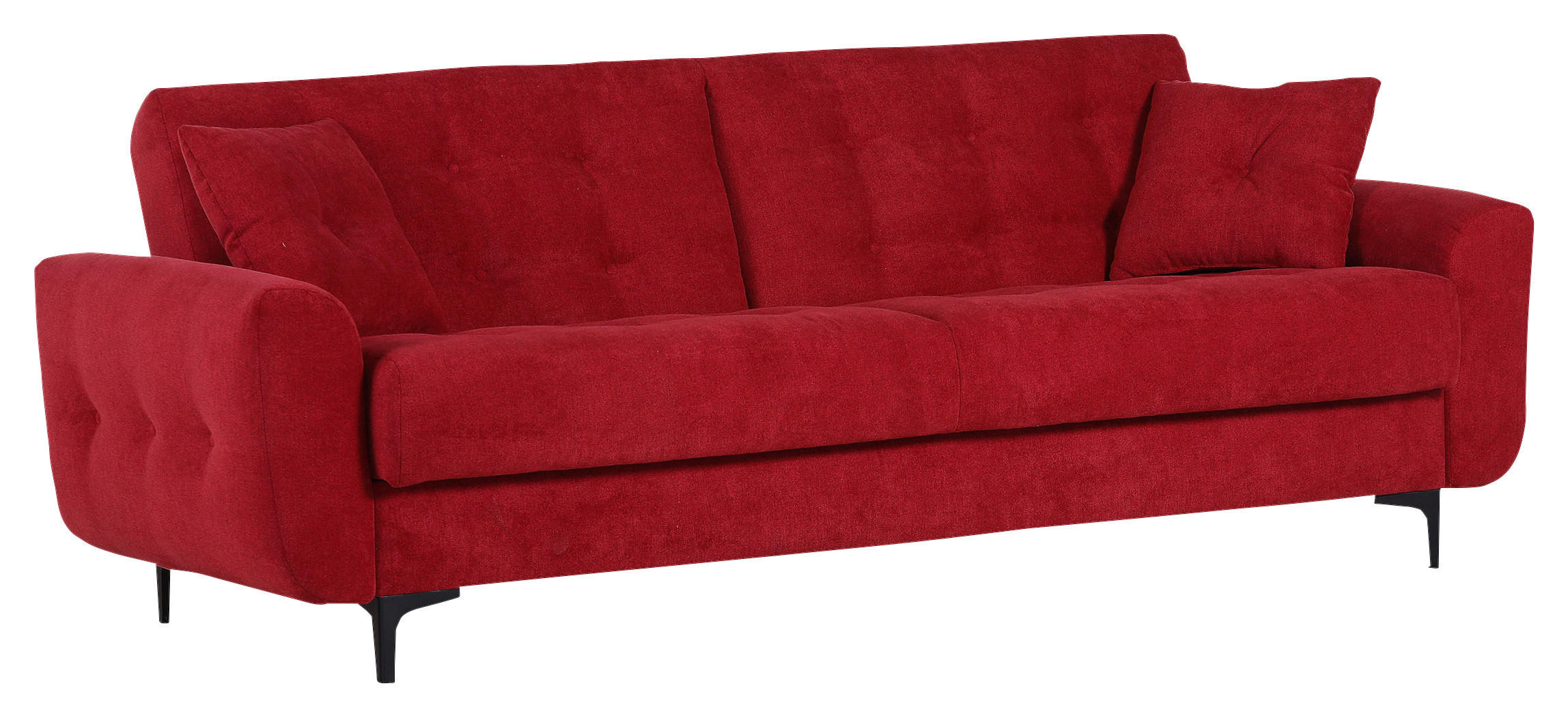 SCHLAFSOFA Morton in Flachgewebe Rot Retro  - Rot/Schwarz, KONVENTIONELL, Textil/Metall (230/84/95cm) - Livetastic