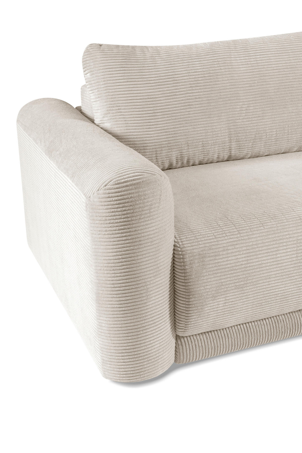 SCHLAFSOFA NORMAN  mit gerippt Creme  - Creme/Schwarz, Design, Kunststoff/Textil (252/93/167cm) - Livetastic