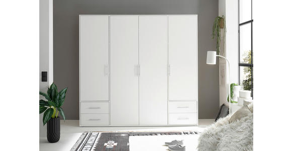 DREHTÜRENSCHRANK in Weiß - Alufarben/Weiß, KONVENTIONELL, Holzwerkstoff/Kunststoff (206/195/60cm) - Carryhome