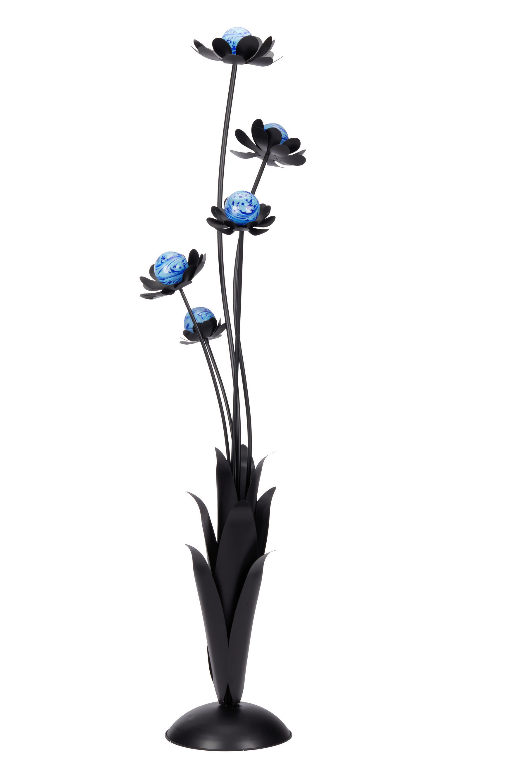 DEKOBLUME - Blau/Schwarz, Basics, Glas/Metall (46/164/36cm) - Ambia Home