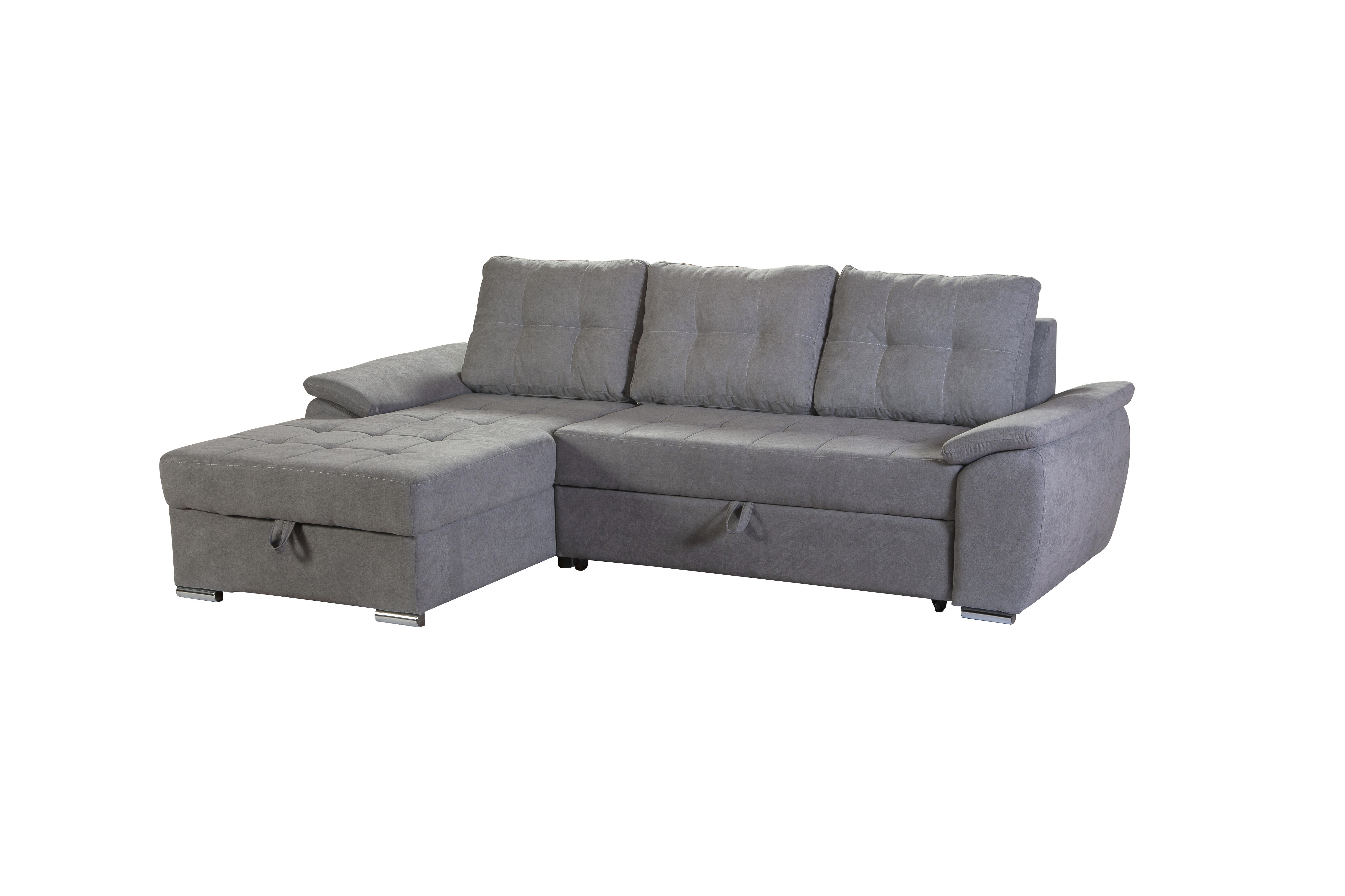 SJEDEĆA GARNITURA drvo, tekstil  siva   - siva/boje aluminija, Design, drvo/tekstil (166/250cm) - Xora