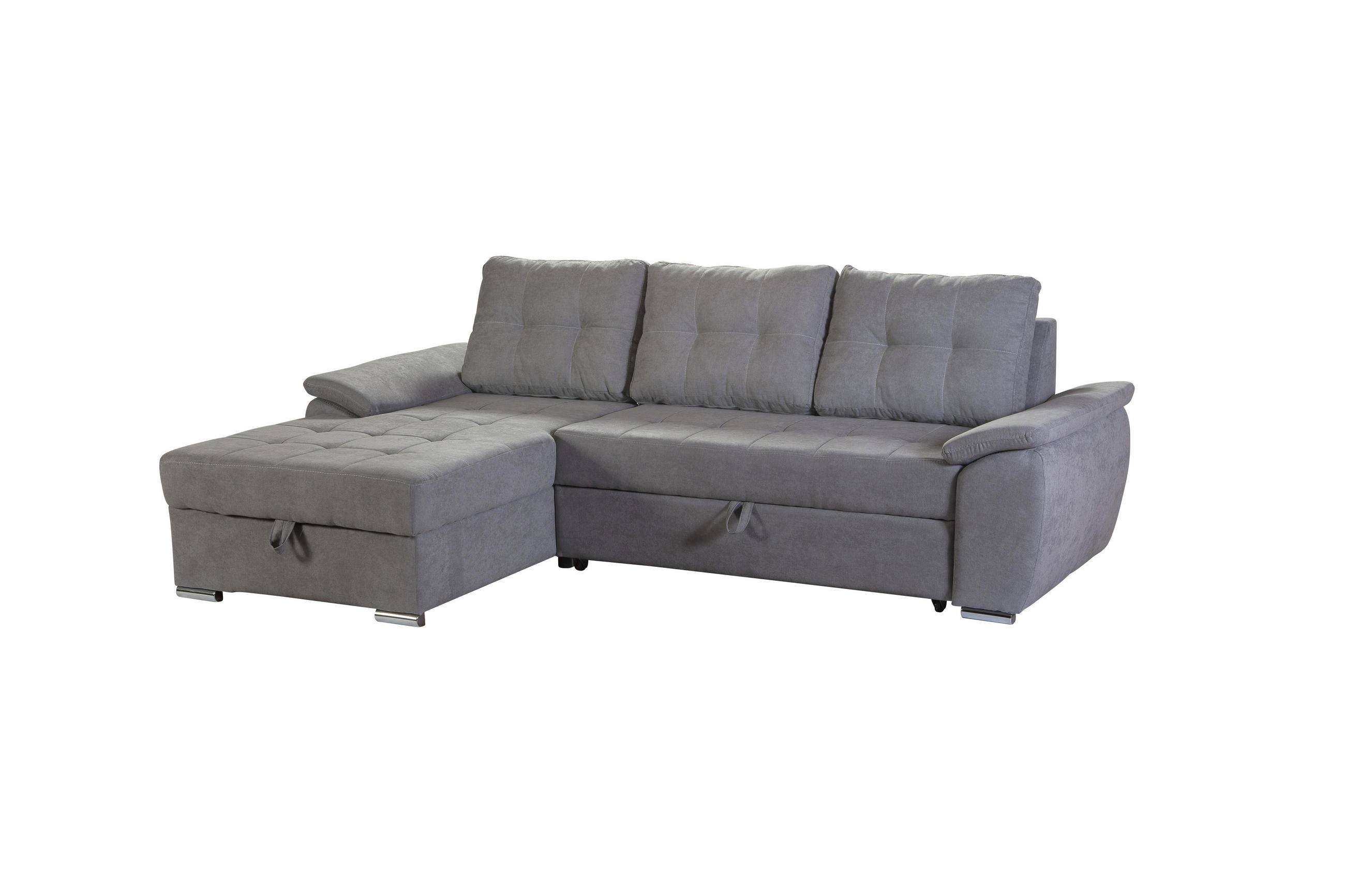 SJEDEĆA GARNITURA drvo, tekstil siva - siva/boje aluminija, Design, drvo/tekstil (166/250cm) - Xora