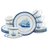 KAFFEESERVICE Blau, Weiß Segelschiff blau 18-teilig  - Blau/Weiß, Basics, Keramik - Creatable