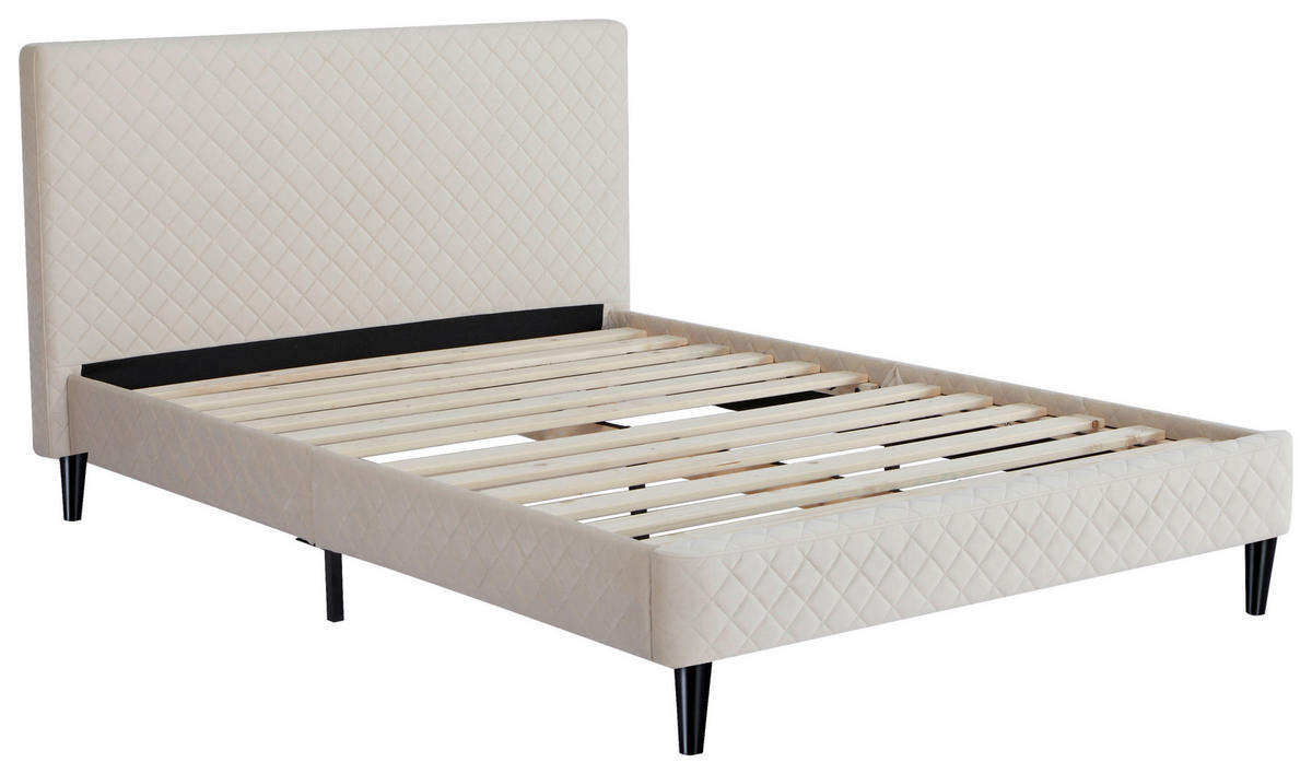 POLSTERBETT 140/200 cm,  in Beige, Lattenrost,  - Beige/Schwarz, Design, Holz/Kunststoff (140/200cm) - Boxxx