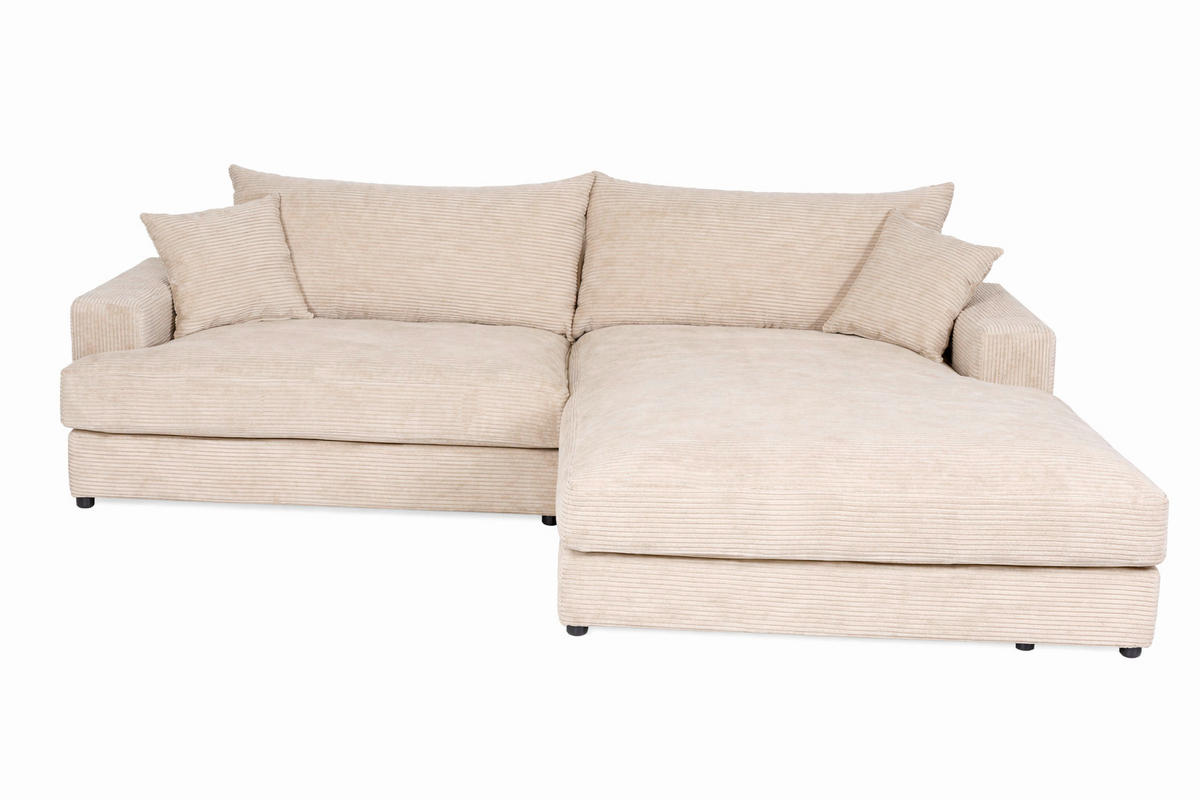 SJEDEĆA GARNITURA drvo, tekstil, drvni materijal  bež   - bež/crna, Moderno, drvni materijal/drvo (267/184cm) - Ti'me