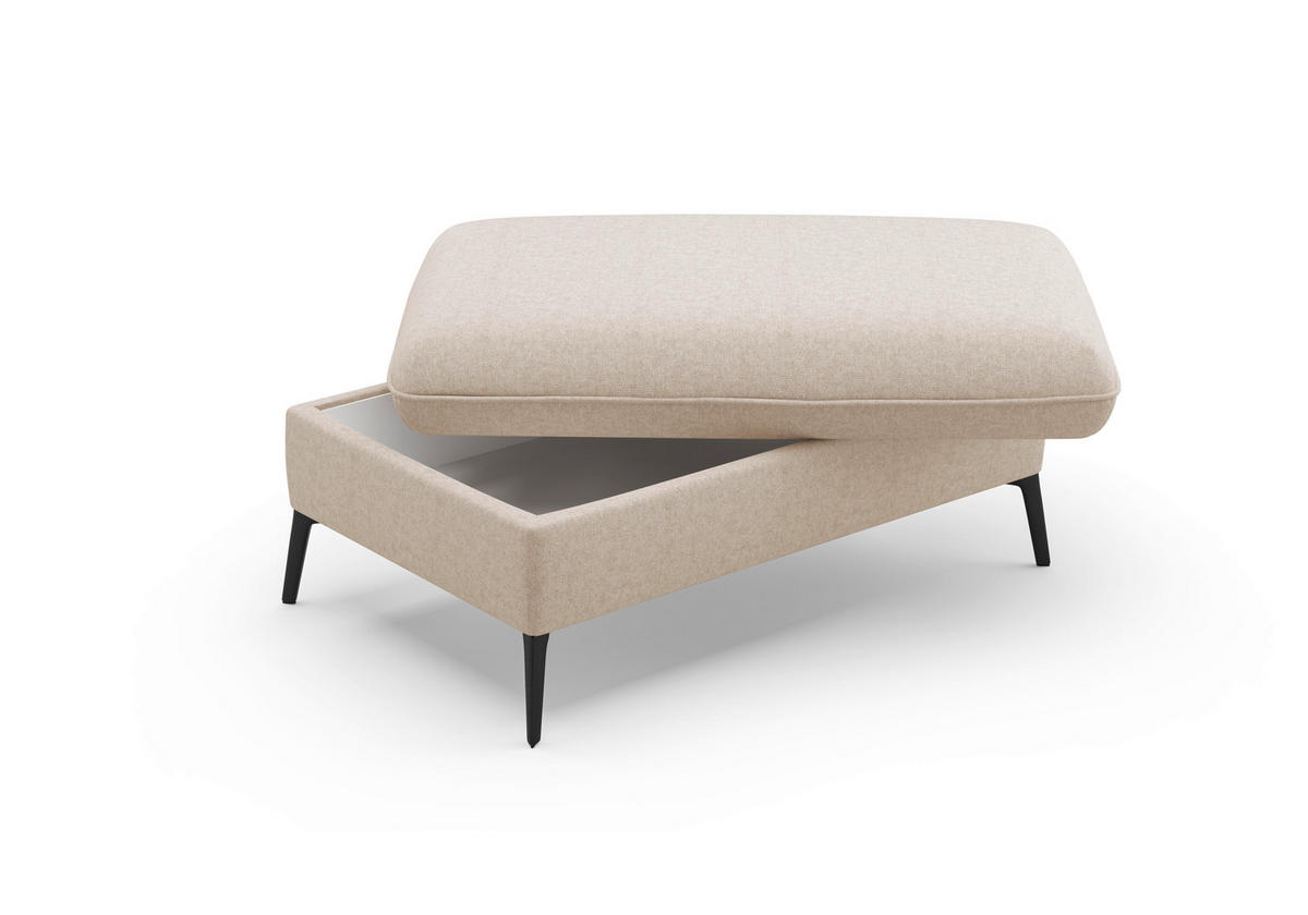 HOCKER in Textil Creme  - Creme/Schwarz, KONVENTIONELL, Textil/Metall (104/47/69cm) - Sit & More