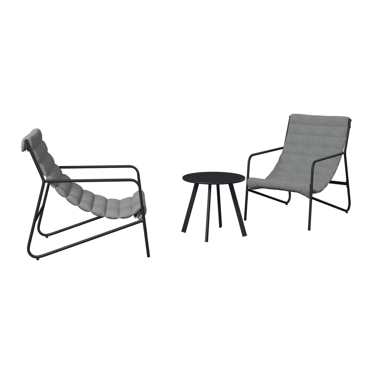 SESSELSET in Webstoff Anthrazit, Grau  - Anthrazit/Grau, Basics, Textil/Metall (61/78,5/87.5cm) - Ambia Garden