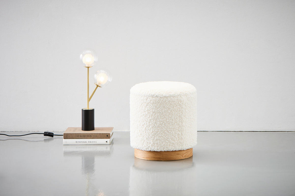POUF in Creme Textil, Holzwerkstoff Creme  - Creme/Weiß, Design, Holzwerkstoff/Textil (38/42/38cm) - MID.YOU