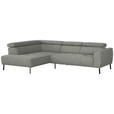 ECKSOFA in Struktur Hellgrau 205/280 cm - Hellgrau/Schwarz, Design, Textil/Metall (205/280cm) - Xora