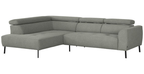 ECKSOFA in Struktur Hellgrau 205/280 cm - Hellgrau/Schwarz, Design, Textil/Metall (205/280cm) - Xora