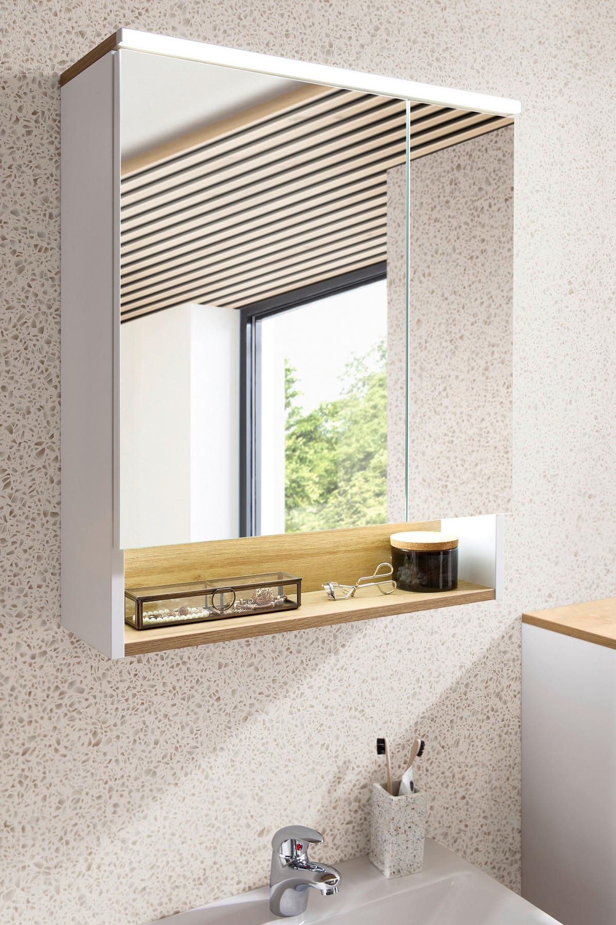SPIEGELSCHRANK 60/71,6/21,4 cm  - Weiß, KONVENTIONELL, Glas/Holzwerkstoff (60/71,6/21,4cm) - Xora