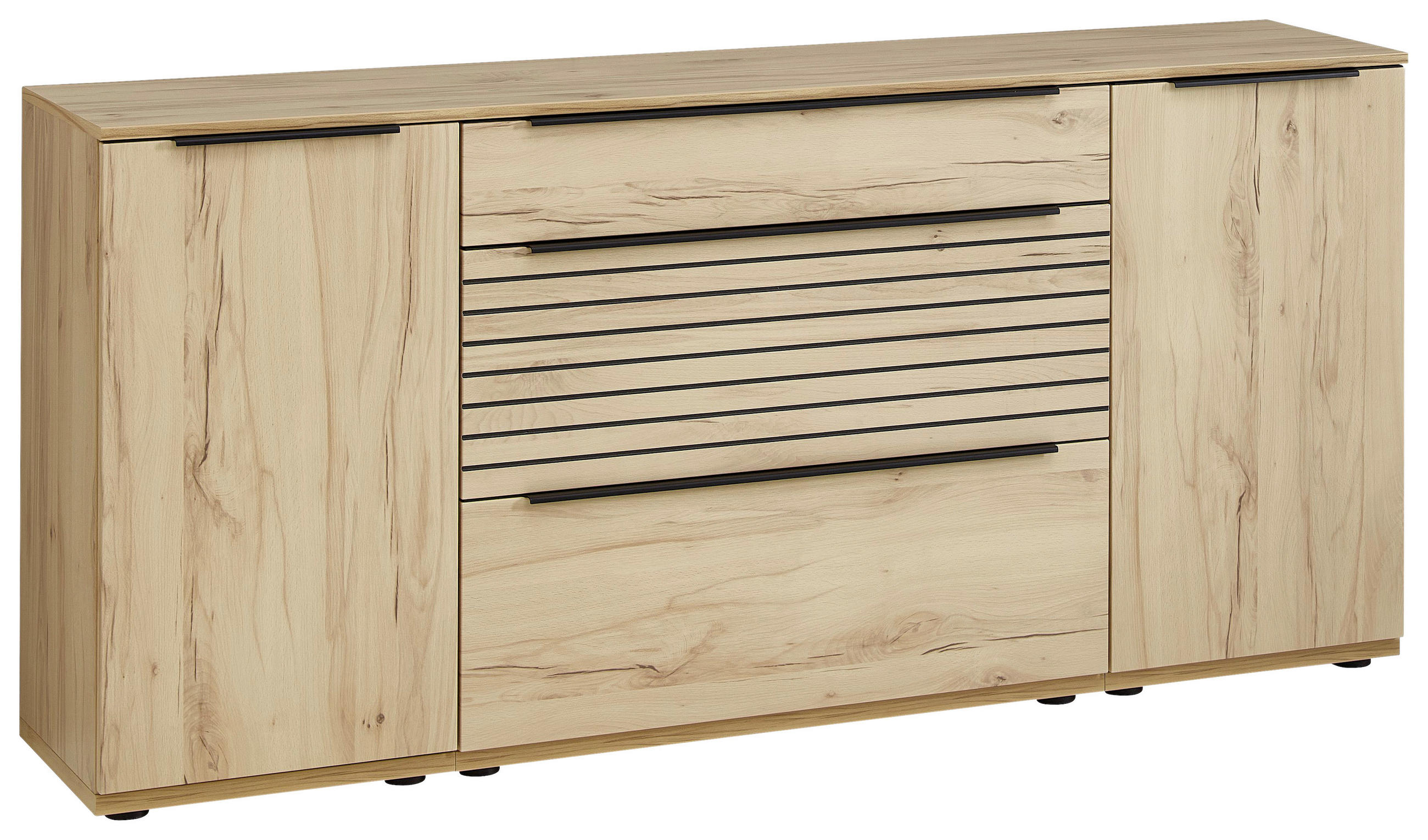 SIDEBOARD Buchefarben  180/85/40 cm  - Buchefarben/Schwarz, KONVENTIONELL, Holzwerkstoff/Kunststoff (180/85/40cm) - Venda