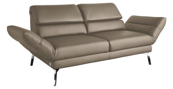 2-SITZER-SOFA Taupe Echtleder  - Taupe/Chromfarben, Design, Leder/Metall (172-226/83/96cm) - Dieter Knoll