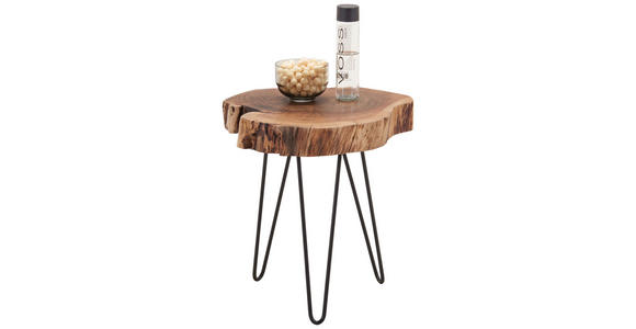 BEISTELLTISCH 35-40/48/48 cm Akazie massiv Schwarz, Akaziefarben Freiform - Schwarz/Akaziefarben, Trend, Holz/Metall (35-40/48/48cm) - Carryhome