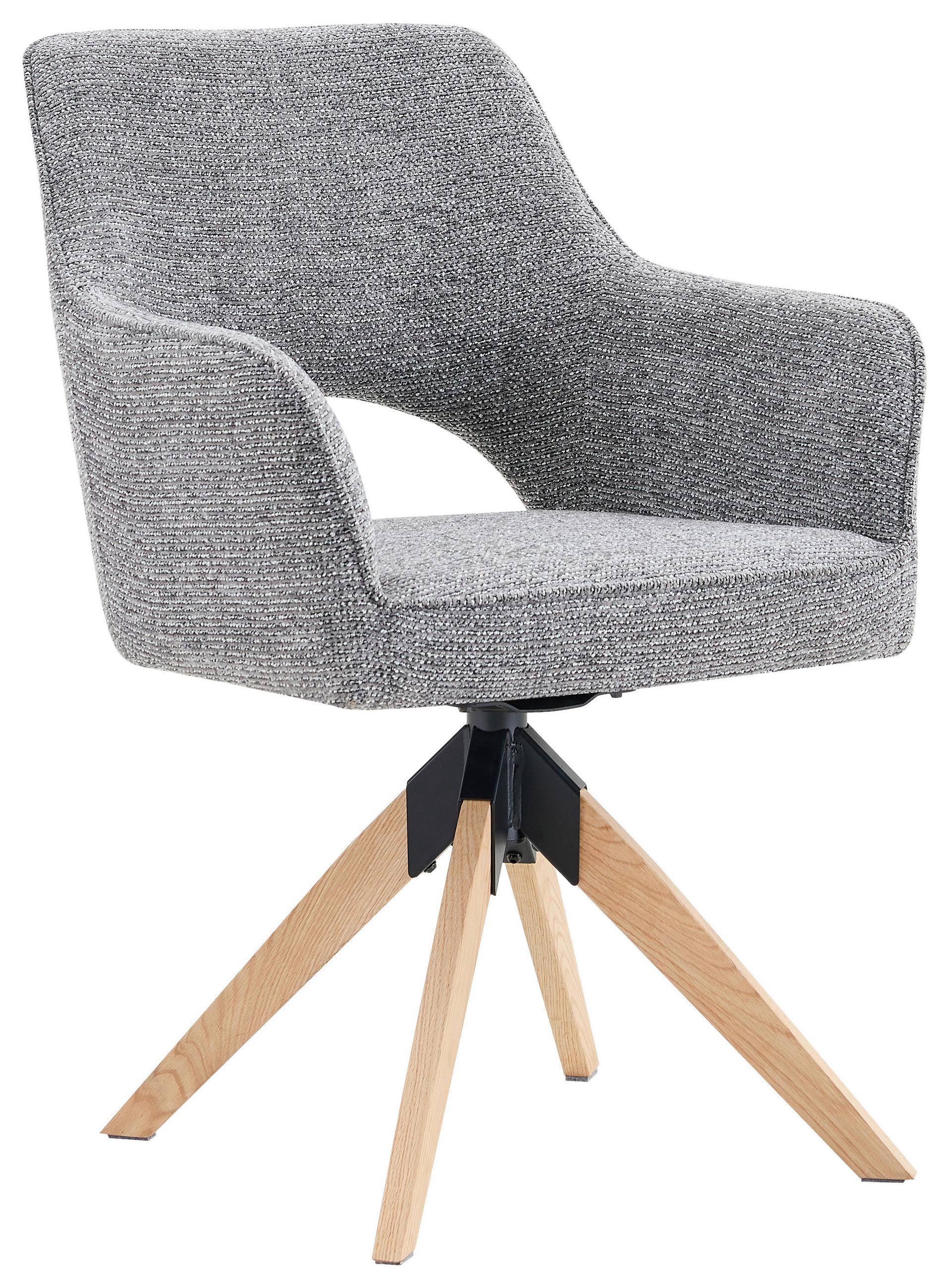 STOLICA S NASLONOM ZA RUKE  siva, boje hrasta  drvo, metal, tekstil      - siva/boje hrasta, Moderno, drvo/metal (60/89/65,5cm) - Livetastic