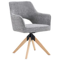 STOLICA S NASLONOM ZA RUKE  siva, boje hrasta  drvo, metal, tekstil      - siva/boje hrasta, Moderno, drvo/metal (60/89/65,5cm) - Livetastic