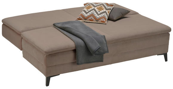 BOXSPRINGSOFA Cord Taupe - Taupe/Schwarz, Design, Textil/Metall (200/100/108cm) - Novel