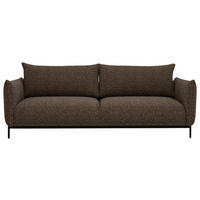 SOFA in Chenille Dunkelbraun, Schwarz  - Dunkelbraun/Schwarz, Design, Textil/Metall (223/96/95cm) - Livetastic