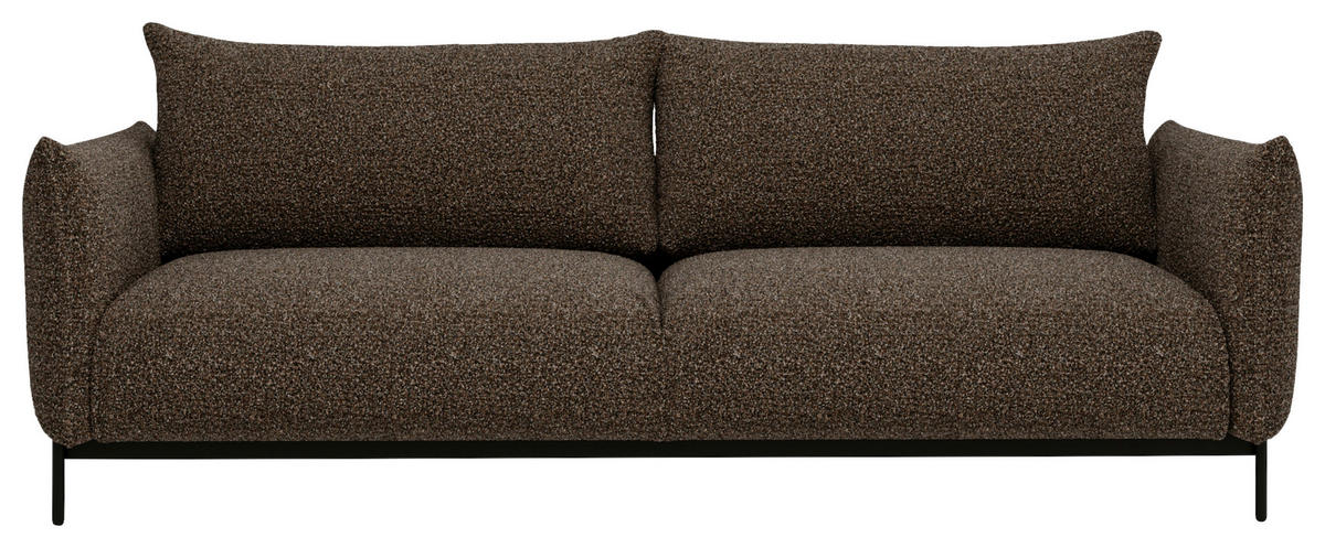 SOFA in Chenille Dunkelbraun, Schwarz  - Dunkelbraun/Schwarz, Design, Textil/Metall (223/96/95cm) - Livetastic