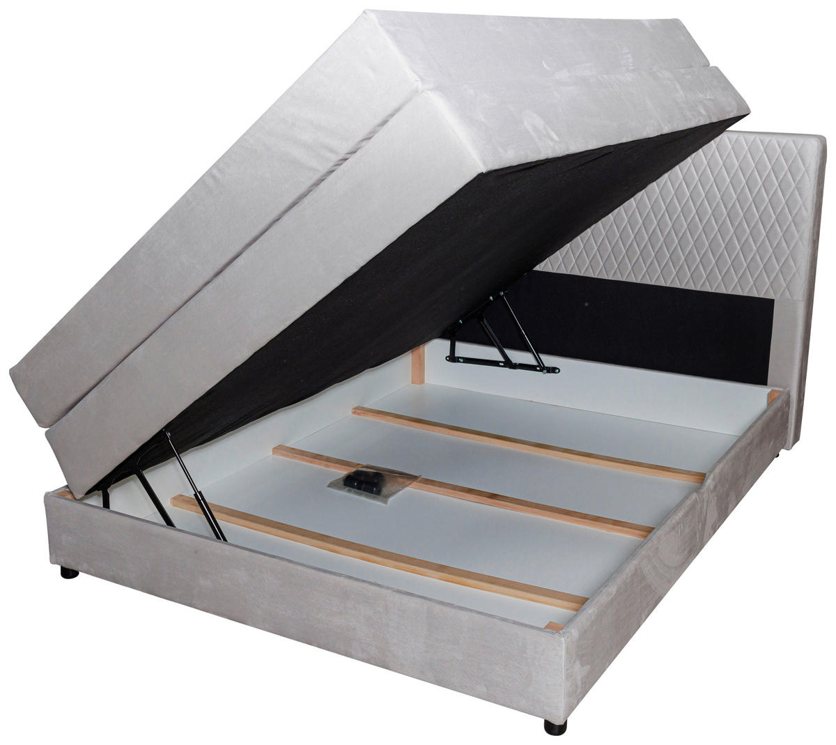 Pat Boxspring 160x200 Cm,  - crem/negru, Modern, plastic/material pe bază de lemn (160/200cm) - Hom`in