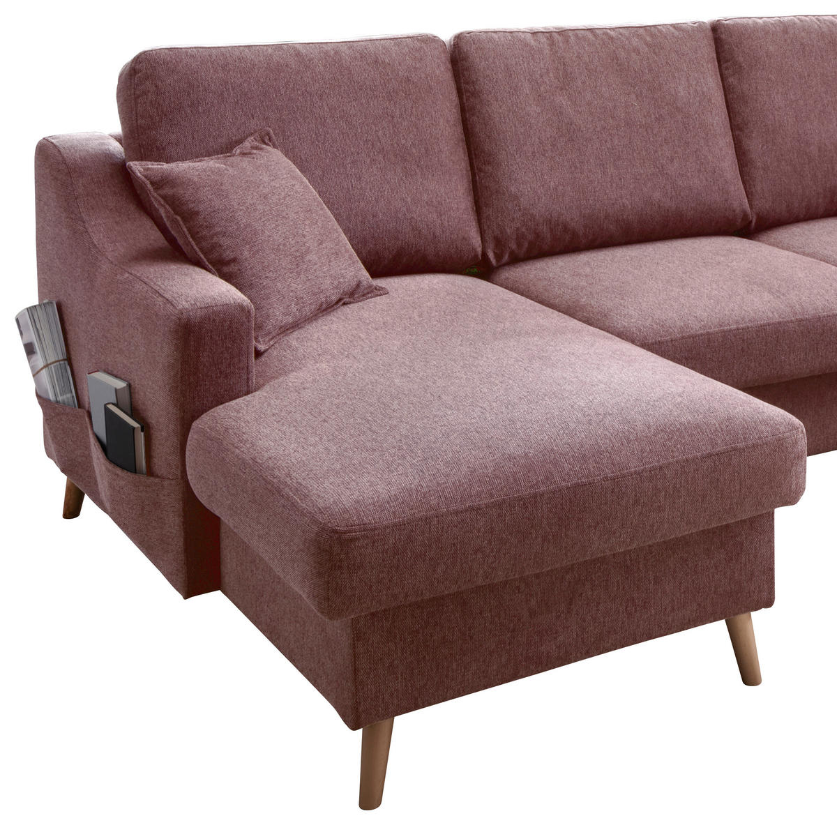 WOHNLANDSCHAFT in Struktur Rosa  - Naturfarben/Rosa, Konventionell, Holz/Textil (150/301/200cm) - P & B