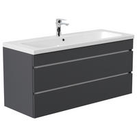 UMIVAL. ENOTA Z UMIVALNIKOM  - bela/barve grafita, Basics, kamen/leseni material (120cm) - MID.YOU