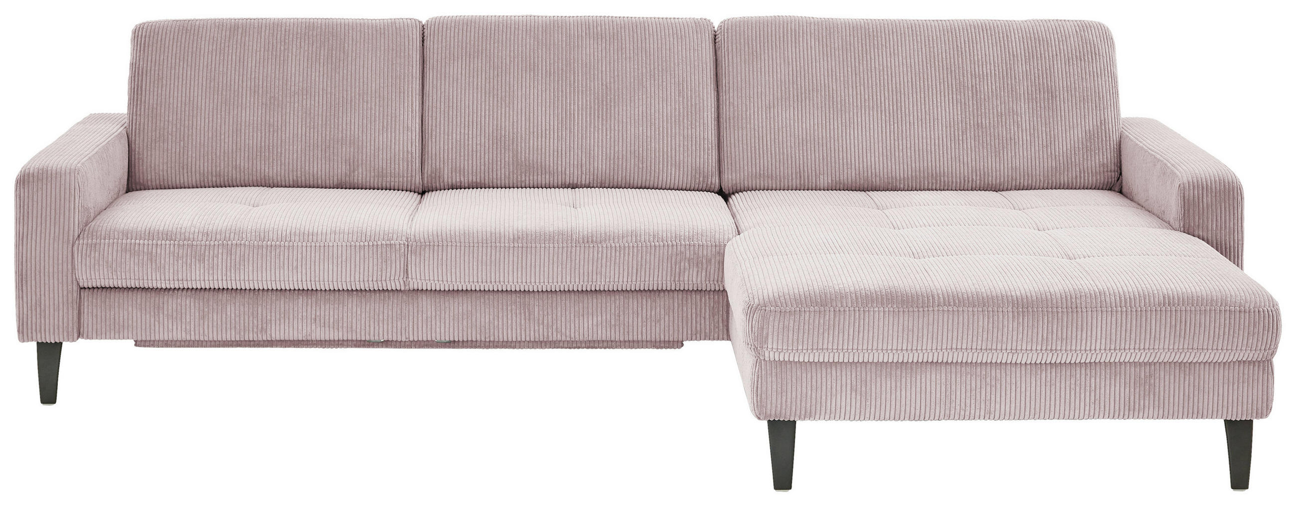 ECKSOFA in Cord Altrosa  - Schwarz/Altrosa, Modern, Textil/Metall (302/177cm) - Beldomo Style
