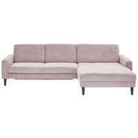 ECKSOFA in Cord Altrosa  - Schwarz/Altrosa, Modern, Textil/Metall (302/177cm) - Beldomo Style