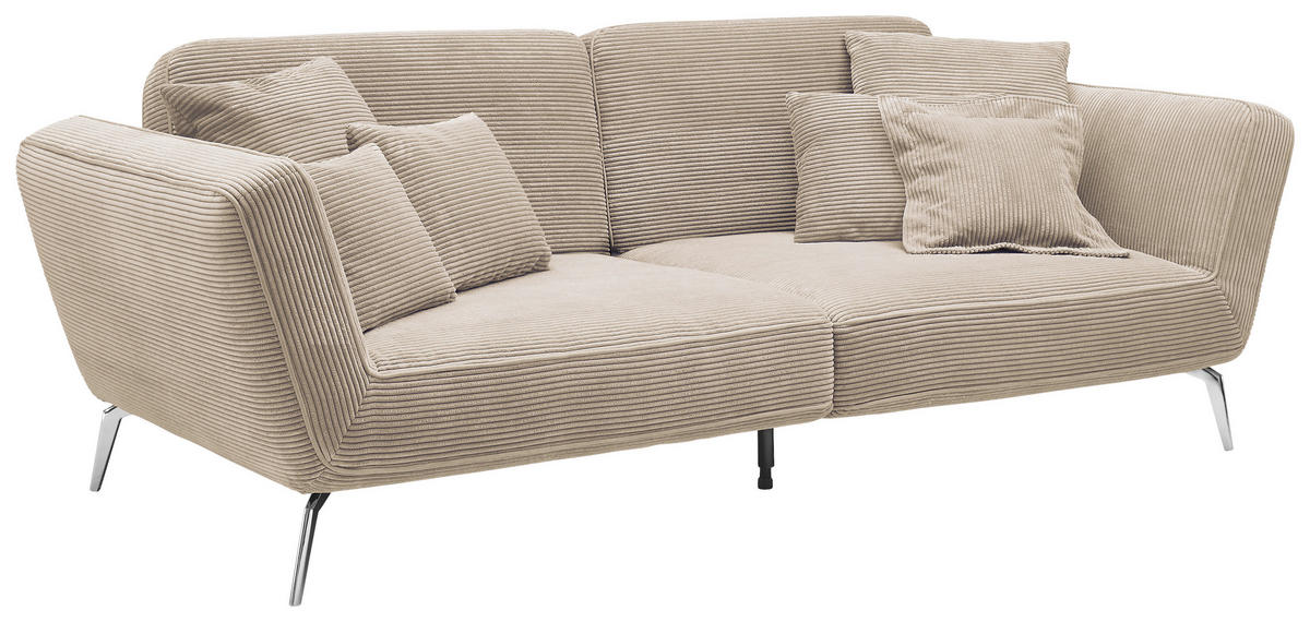 3-SITZER-SOFA Cord Hellbraun  - Chromfarben/Hellbraun, KONVENTIONELL, Kunststoff/Textil (260/90/125cm) - SetOne by Musterring