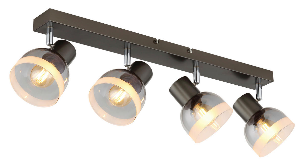 STRAHLER Kairo 56/10/14 cm  - Chromfarben/Schwarzchrom, Design, Glas/Metall (56/10/14cm) - Globo
