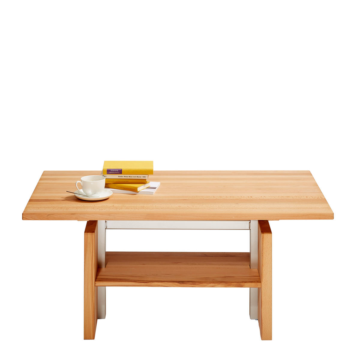 KONFERENČNÝ STOLÍK, farba buka, drevo, kov, 110/65/55-69 cm - farba buka, Konventionell, kov/drevo (110/65/55-69cm) - Linea Natura