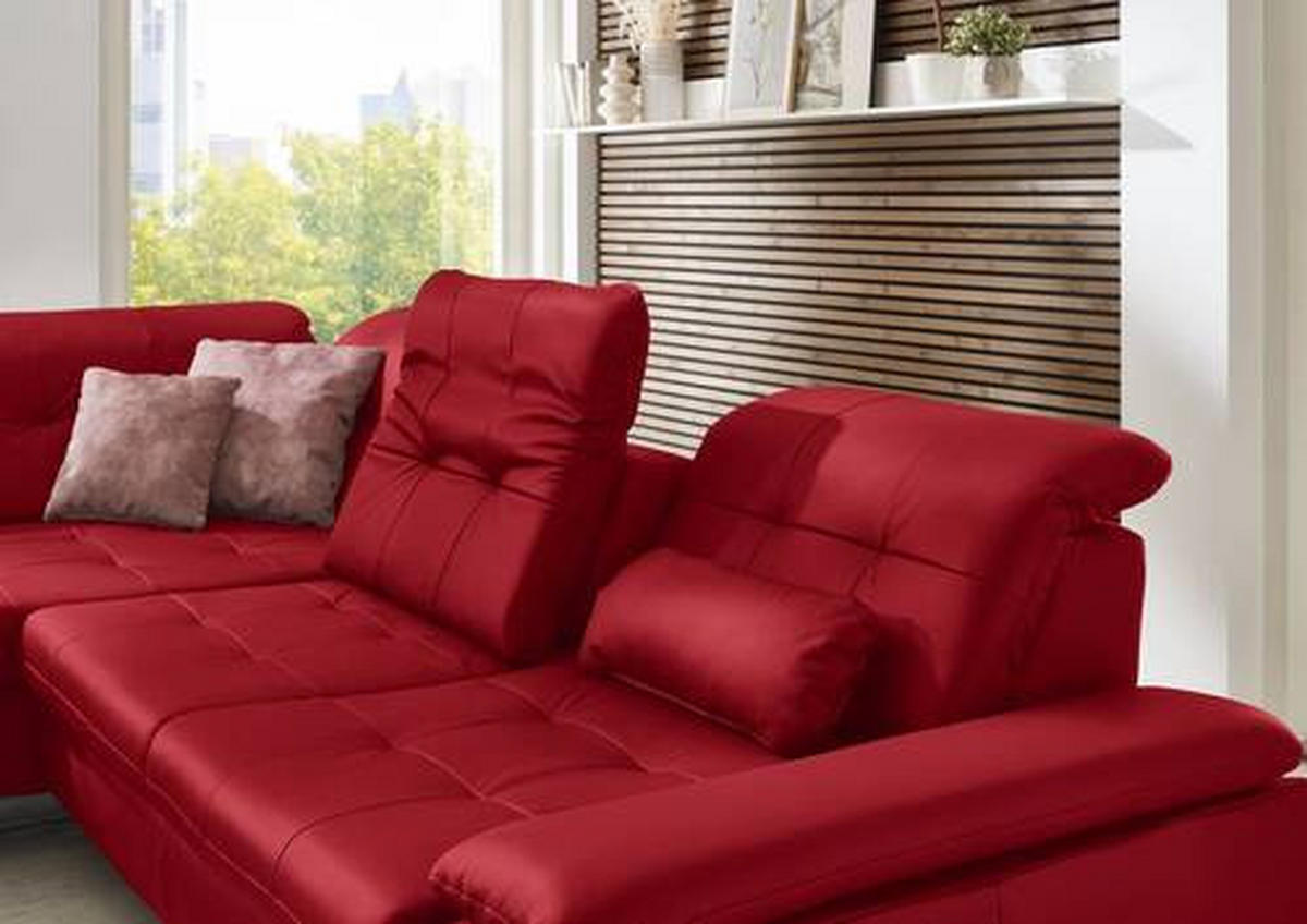 ECKSOFA in Echtleder Rot  - Rot, Basics, Leder/Metall (211/309cm) - Beldomo Speed