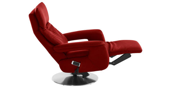 RELAXSESSEL in Leder Rot - Edelstahlfarben/Rot, Design, Leder/Metall (78/112/85cm) - Cantus